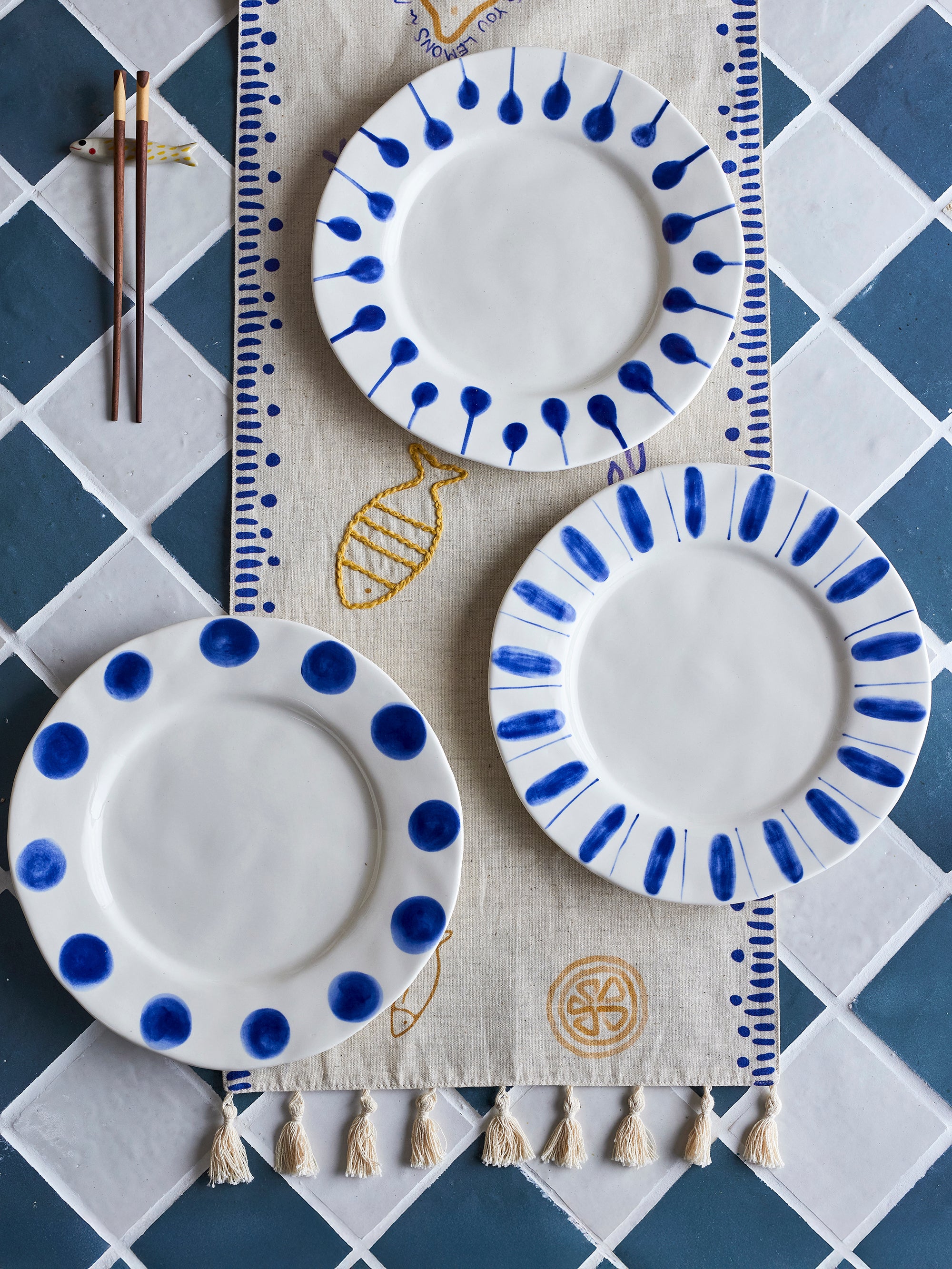Linora - Assiette - Bleu - Grès