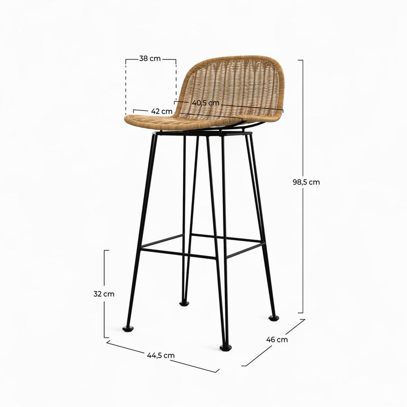 Chaise de bar Jigani naturelle 76 cm (lot de 2)