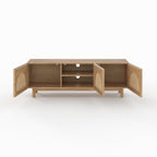 Delya - Mueble TV De Madera Maciza Y Ratán De Mindi