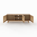 Meuble TV Delya en bois massif de mindi et rotin 160 cm