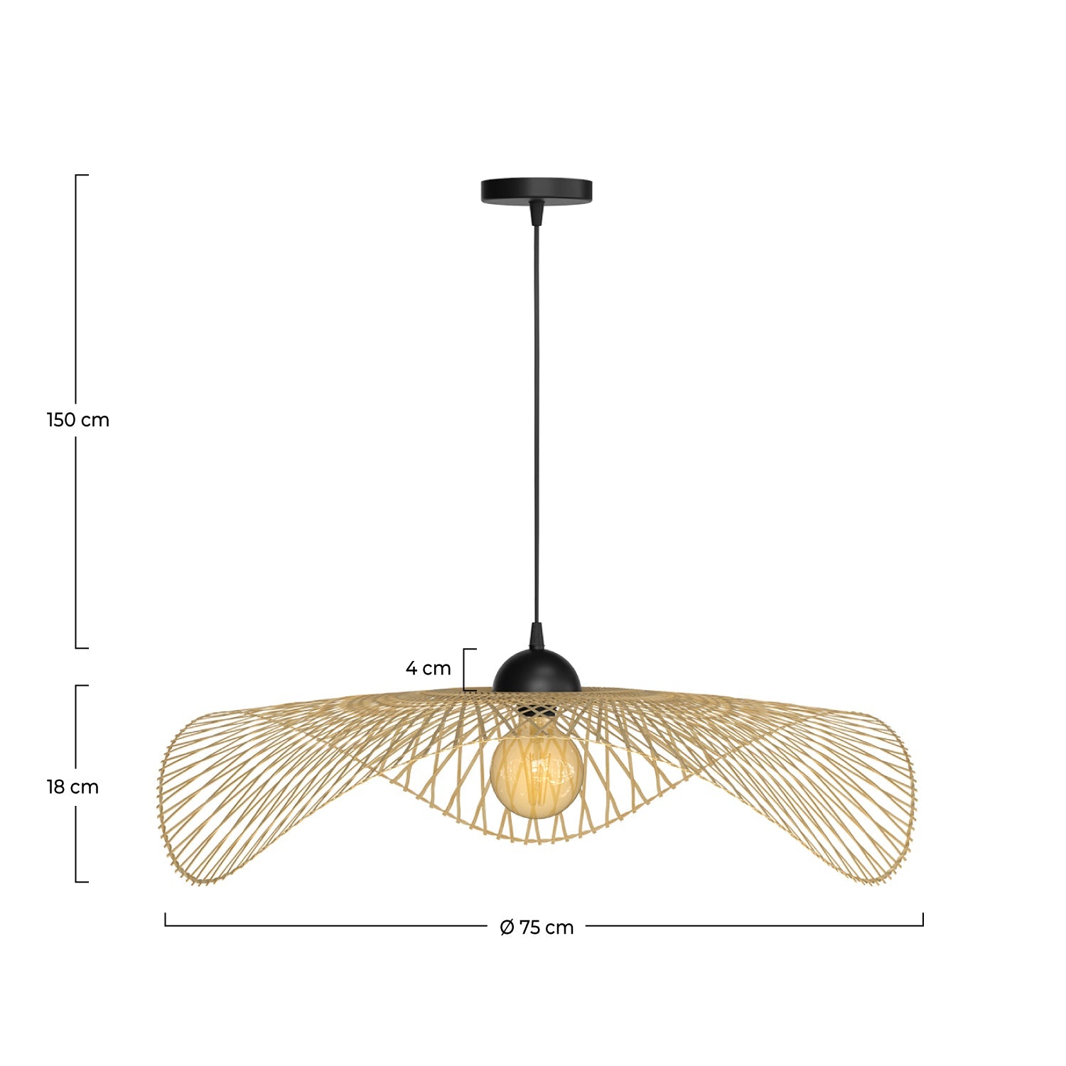 Jipi - Suspension En Bambou Avec Fil Noir