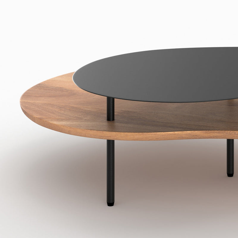 Tables gigognes Moji en bois et metal noir (lot de 2)