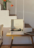 Compact Record Player - Retro Turntable with Bluetooth Player/Recorder, USB, SD, MicroSD & MP3 - Beige