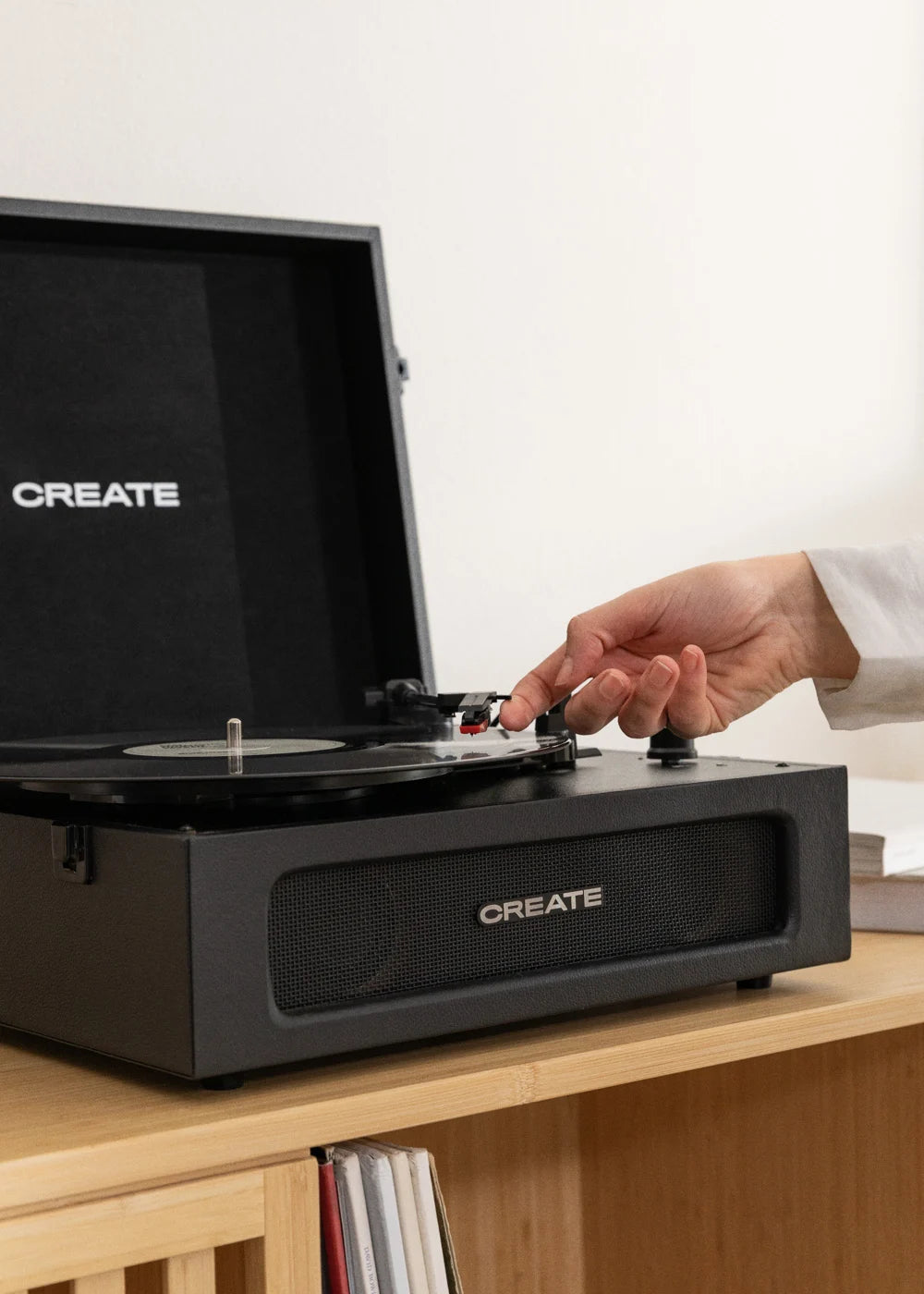 Record Player Compact - Retro Turntable with Bluetooth, USB, SD, MicroSD & MP3 Player/Recorder - Black