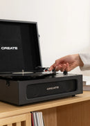 Record Player Compact - Platine Rétro Avec Lecteur/Enregistreur Bluetooth, Usb, Sd, Microsd Et Mp3 - Noir