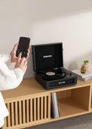 Record Player Compact - Platine Rétro Avec Lecteur/Enregistreur Bluetooth, Usb, Sd, Microsd Et Mp3 - Noir