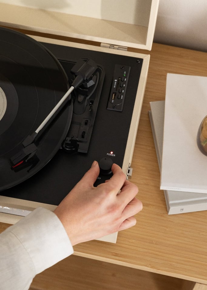 Record Player Compact - Platine Rétro Avec Lecteur/Enregistreur Bluetooth, Usb, Sd, Microsd Et Mp3 - Beige