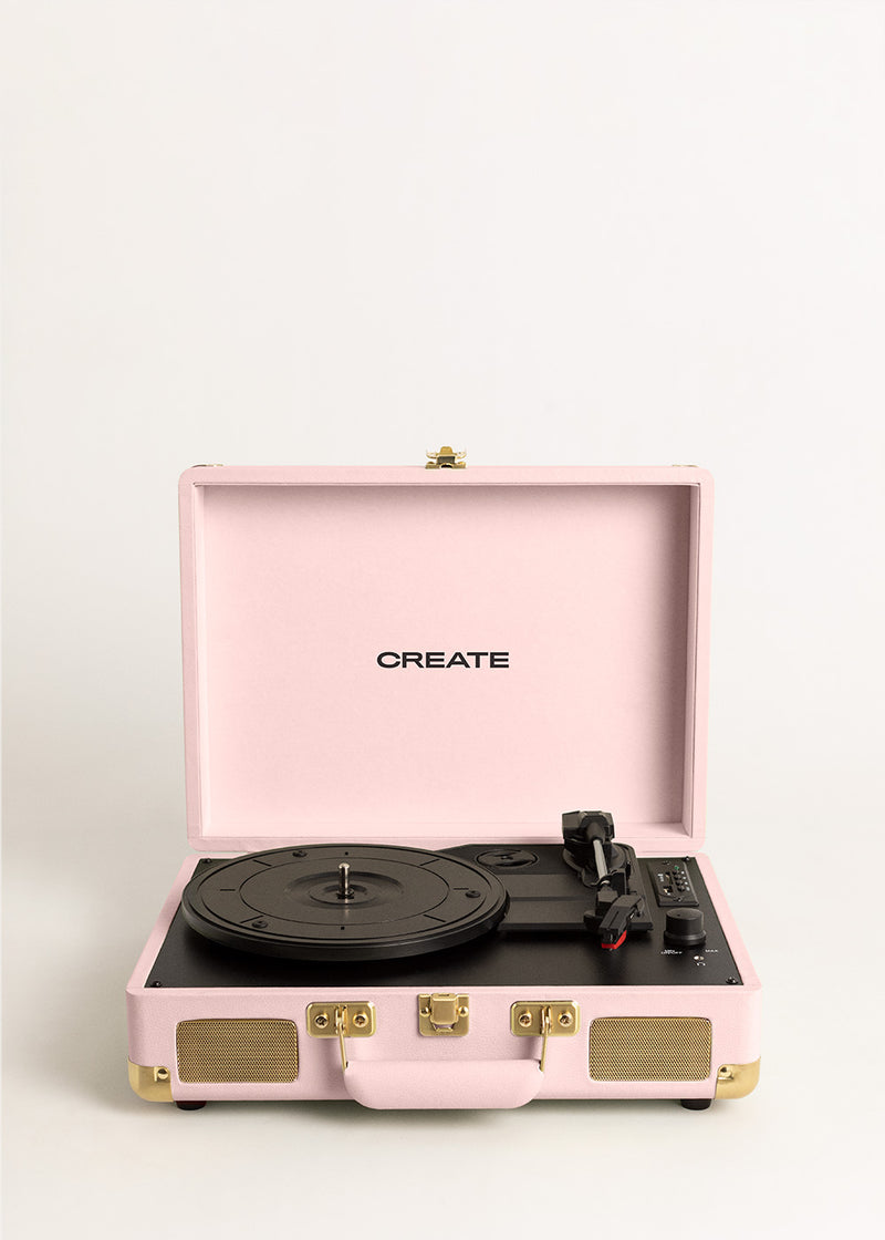 Record Player Pop - Tourne-Disque Portable Avec Bluetooth Usb, Sd, Microsd Et Mp3 - Rose Pastel