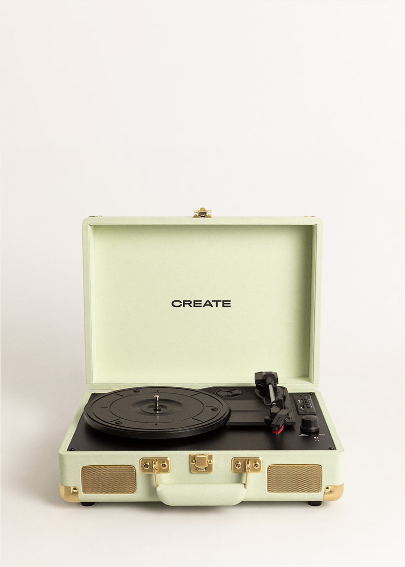 Record Player Pop - Tourne-Disque Portable Avec Bluetooth, Usb, Sd, Microsd Et Mp3 - Vert Pastel