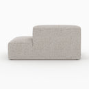 Canapé d'angle gauche modulable Hestia, tissu beige 4 places, 2 poufs