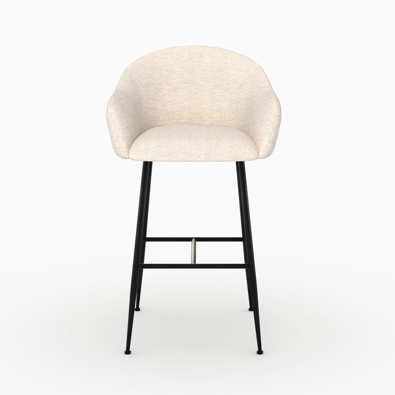 Chaise de bar Socky en tissu beige chiné 76 cm