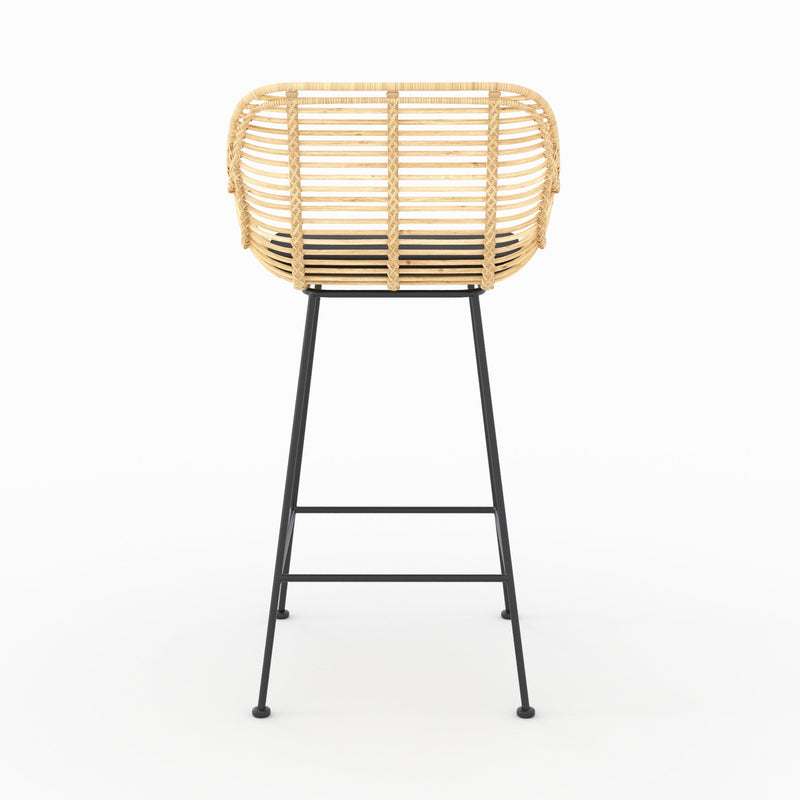 Lot de 2 chaises pour îlot central 66 cm Pops en rotin et tissu noir