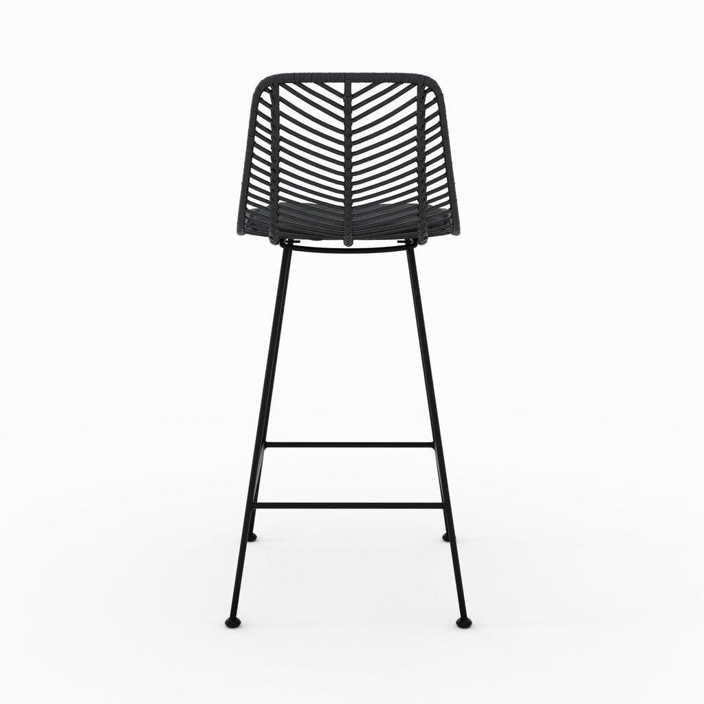 Tamara - Lot De 2 Chaises Pour Îlot Central En Rotin Noir