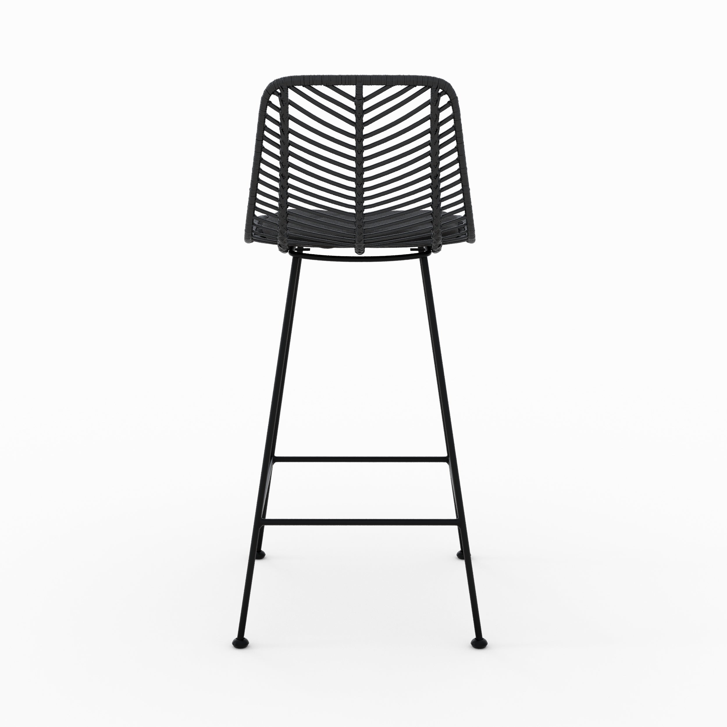 Tamara - Lot De 2 Chaises Pour Îlot Central En Rotin Noir