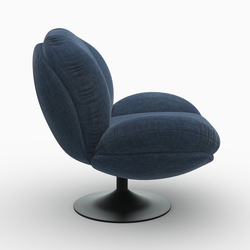 Fauteuil Ricci pivotant en tissu effet velours bleu nuit