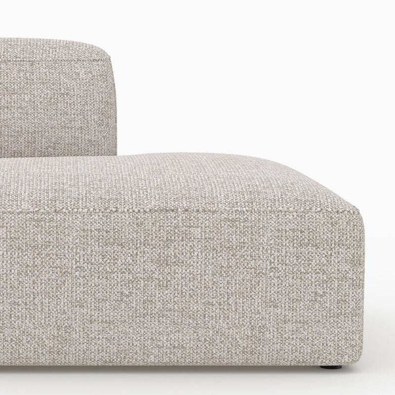 Canapé d'angle gauche modulable Hestia, tissu beige 4 places, 2 poufs