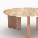 Table basse Sierra en travertin et bois D85 cm
