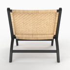 Kilka - Fauteuil En Bois De Teck Noir Et Tressage Chevron En Rotin