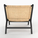 Fauteuil Kilka en bois de teck noir et tressage chevron en rotin