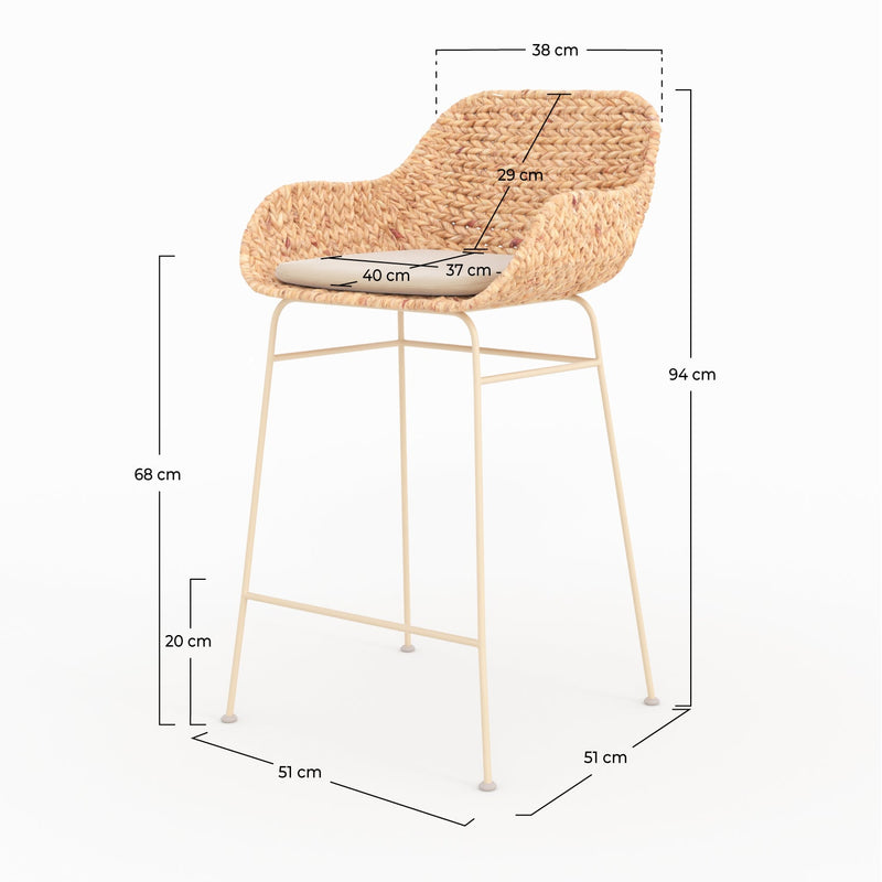 Lot de 2 chaises pour îlot central 66 cm Faro en matière naturelle