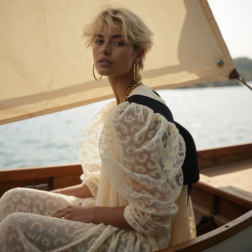 Plum dress in Ecume Lace