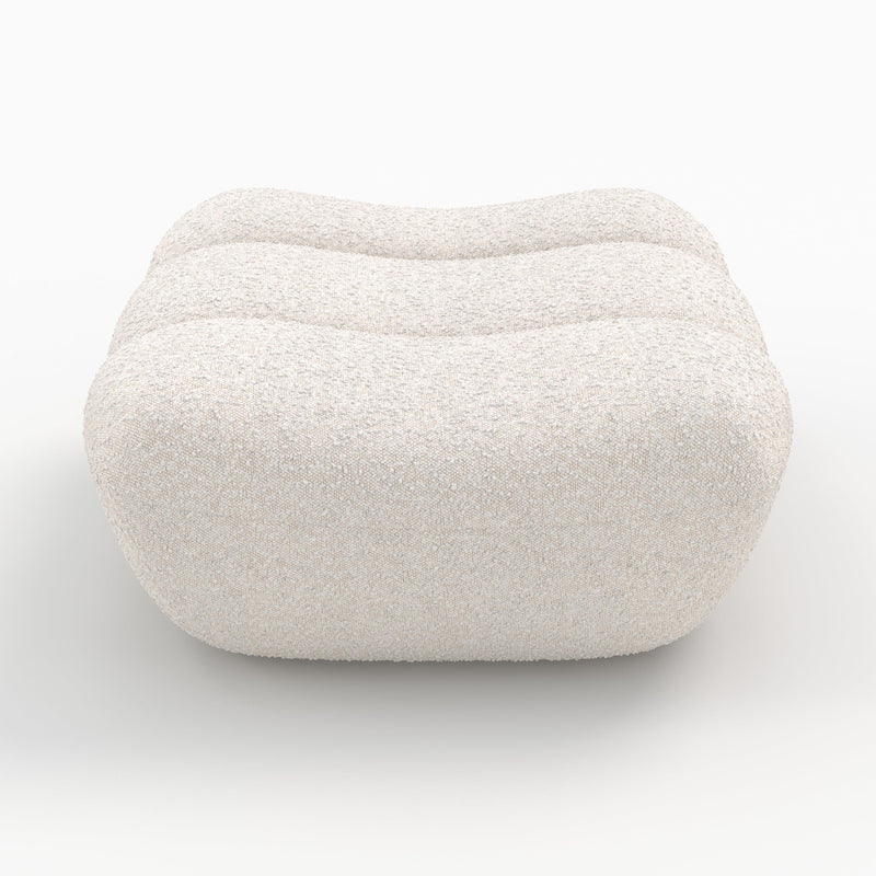 Pouf Teddy en tissu bouclé blanc