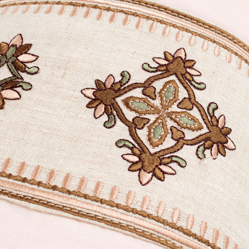 Coussin - Sky Cocoon - Lin Rose Nude - Passepoil Ogee Rose Petal