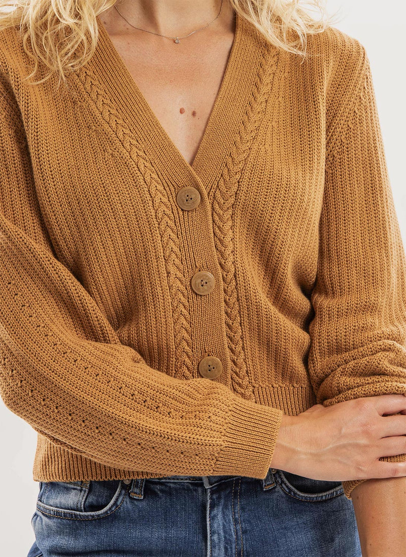 Gant - Cardigan Côtelé - Tan Brown - Femme