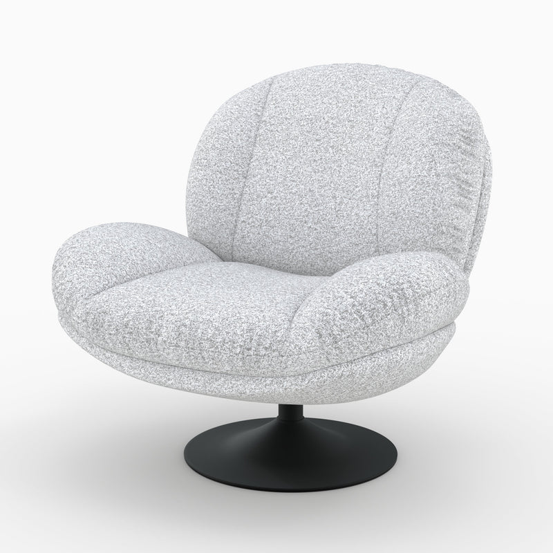 Fauteuil Ricci pivotant en tissu bouclé gris chiné