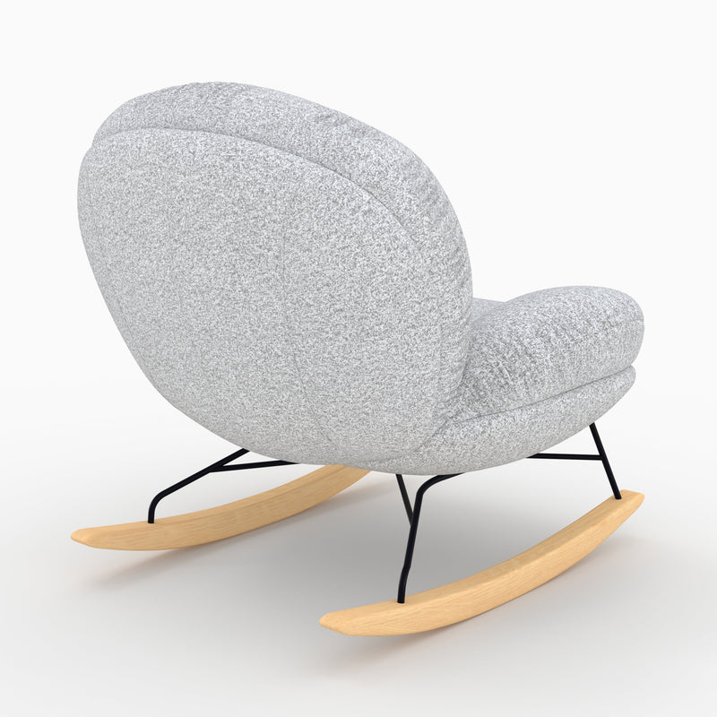 ricci rocking chair en tissu bouclette gris chine