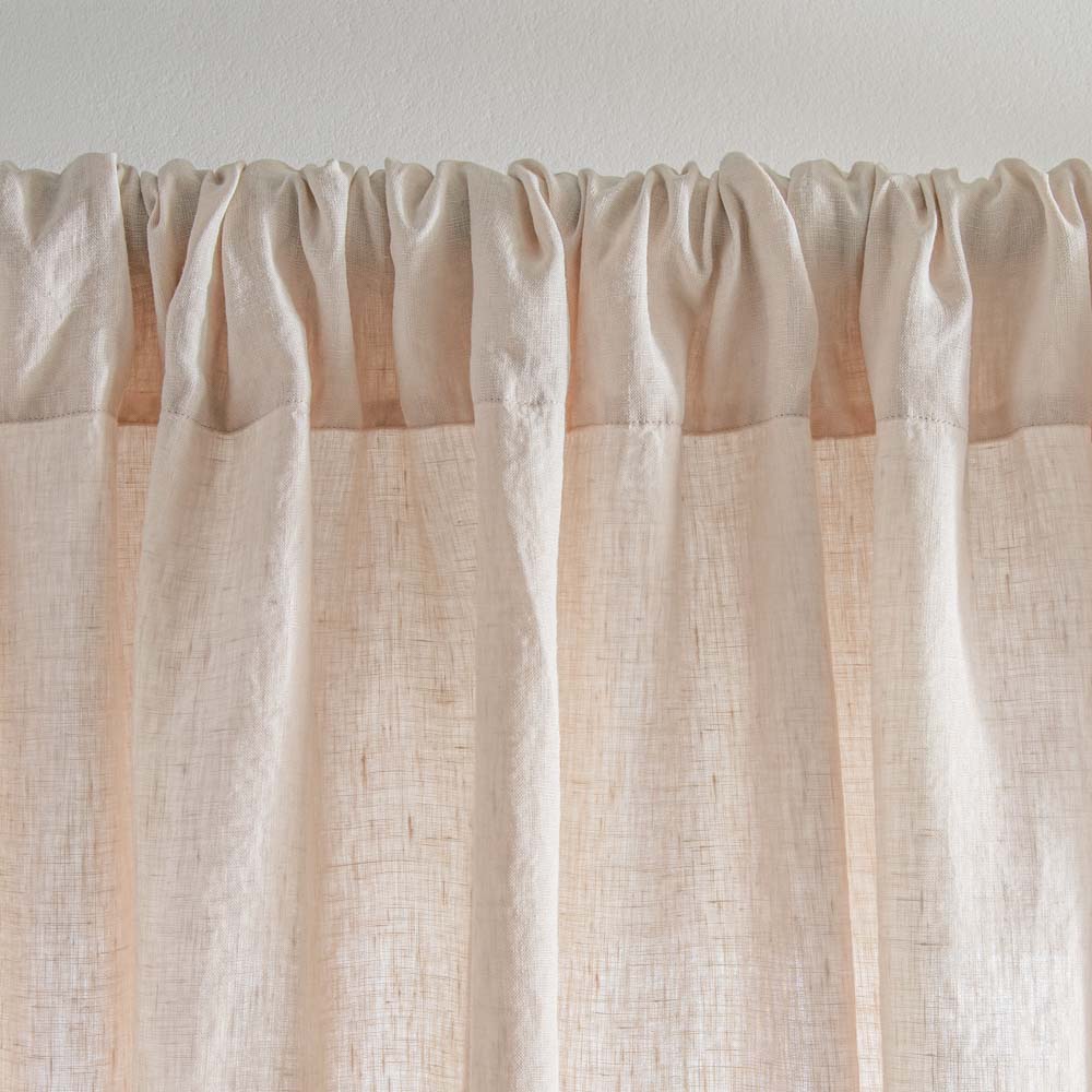 Curtain - In Washed Linen With Pencil Pleat Heading - Sand Beige