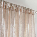 Curtain - In Washed Linen With Pencil Pleat Heading - Sand Beige