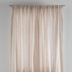 Curtain - In Washed Linen With Pencil Pleat Heading - Sand Beige