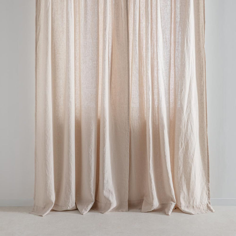 Curtain - En Lin Lavé À Ruflettes - Beige Sable