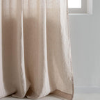 Curtain - In Washed Linen With Pencil Pleat Heading - Sand Beige