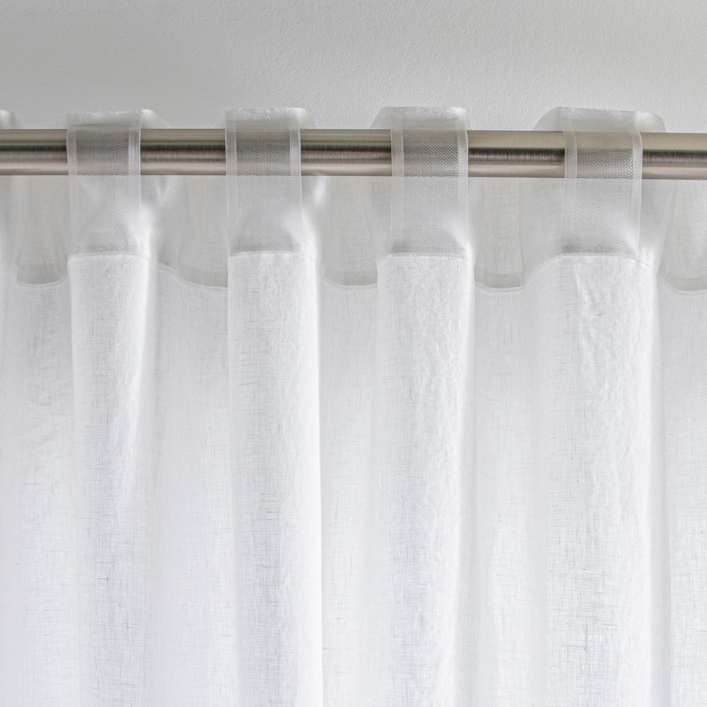 Cortina - De Lino Lavado Con Cinta Fruncidora - Blanco