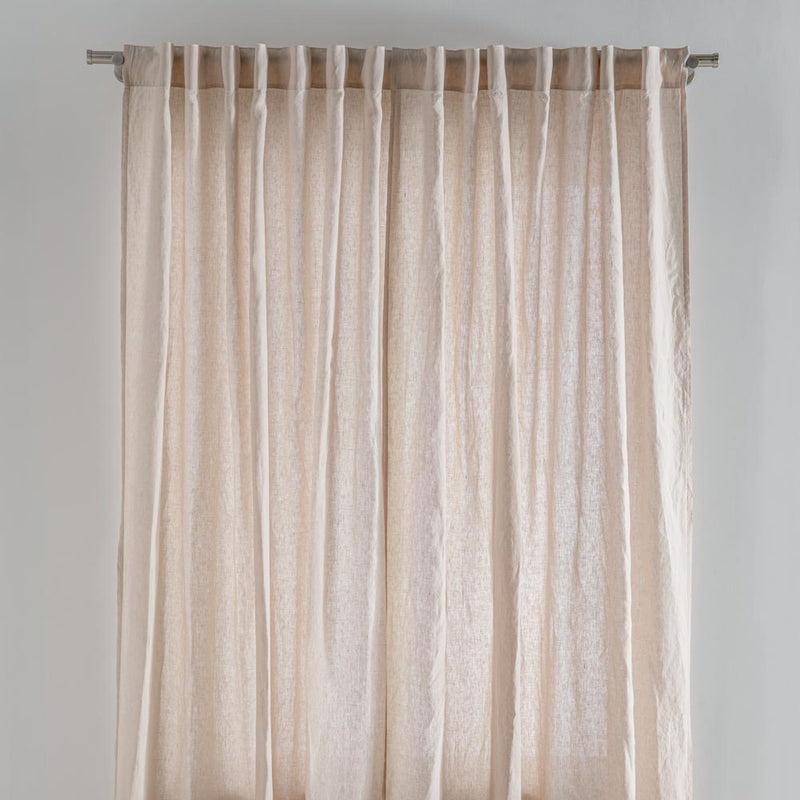 Curtain - En Lin Lavé À Ruflettes - Beige Sable