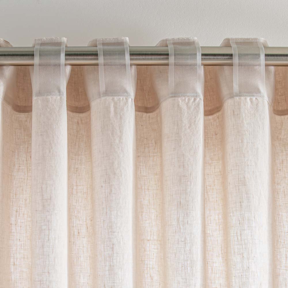 Curtain - In Washed Linen With Pencil Pleats - Sandy Beige