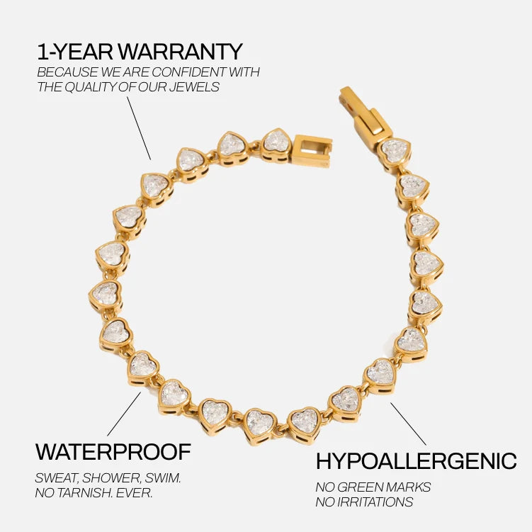 Heart Tennis Bracelet
