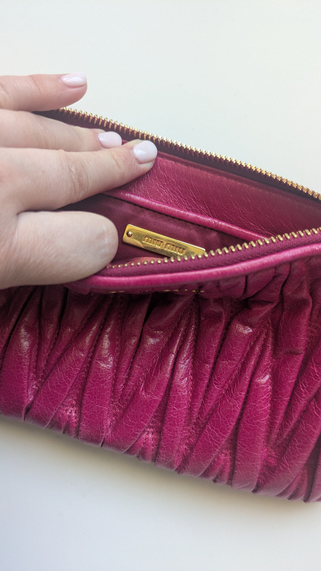 Pochette Miu Miu - Cuir Matelassé Nappa Fushia