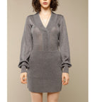 Alma Dress - Grey Lurex Knit