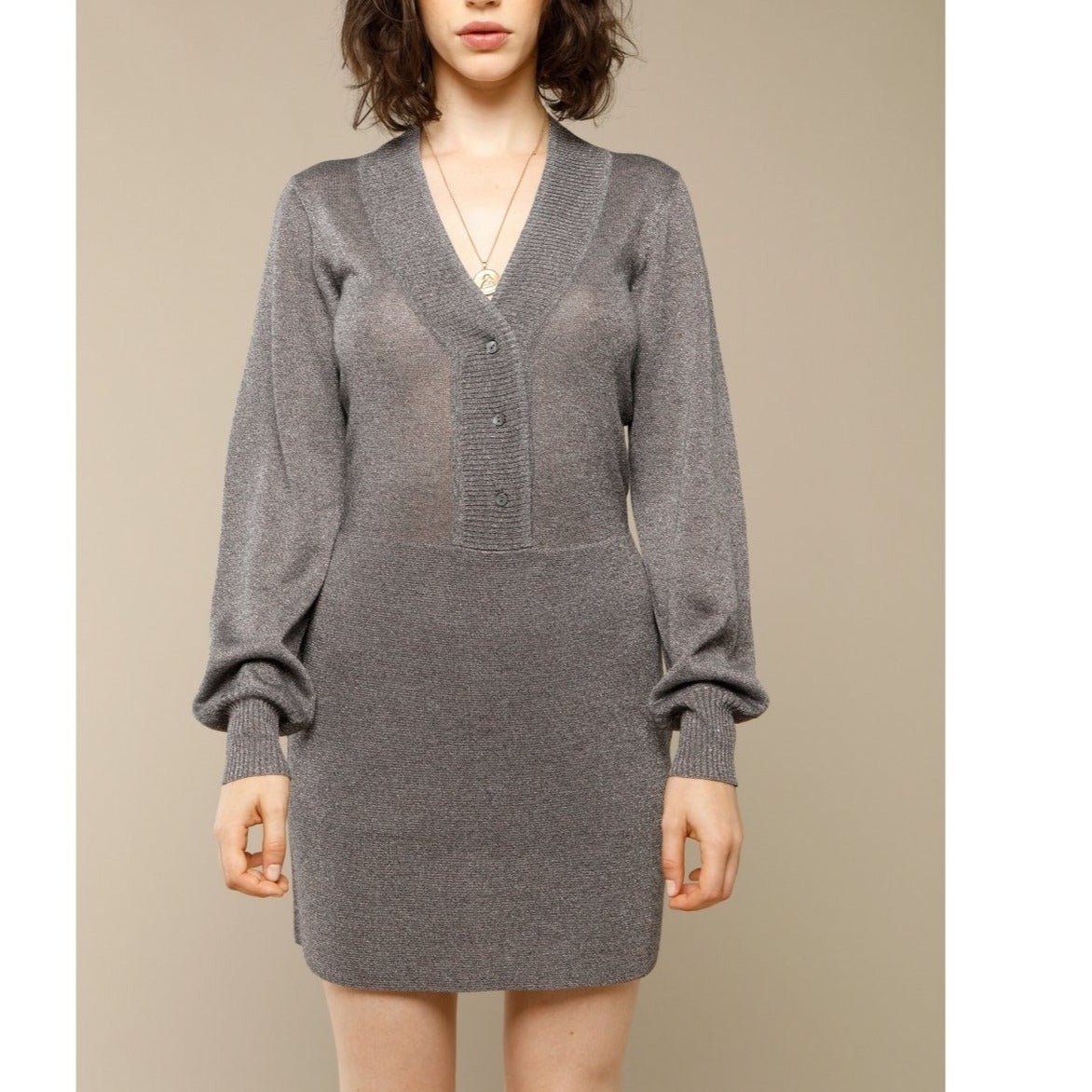 Alma Dress - Grey Lurex Knit
