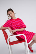 Amalia Stripes Dress in Pink and Red