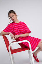 Amalia Stripes Dress in Pink and Red