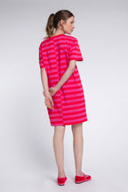 Amalia Stripes Dress in Pink and Red