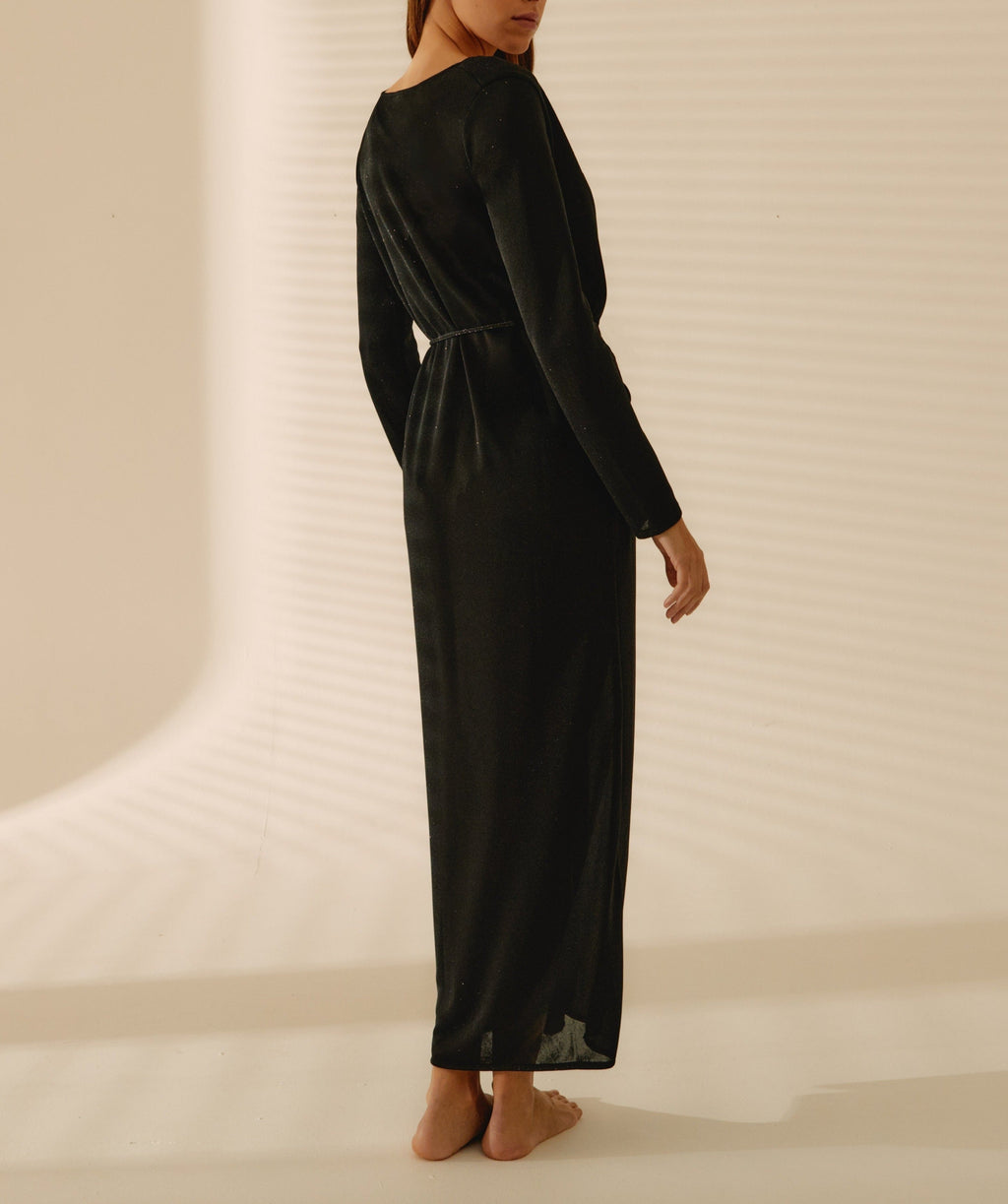 Long Black Glitter Kimono