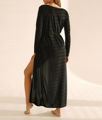 Long Black Glitter Kimono