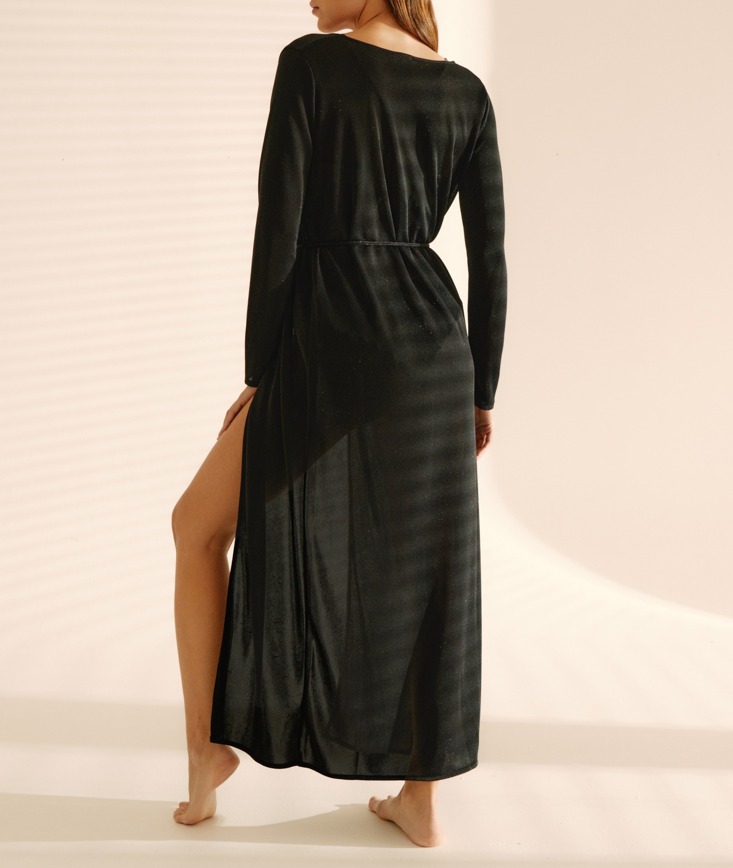 Long Black Glitter Kimono