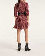 The Kooples - Burgundy Dress with Stand Collar, 3/4 Sleeve - Women