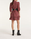 The Kooples - Robe Bordeaux Col Montant Manche 3/4 - Femme